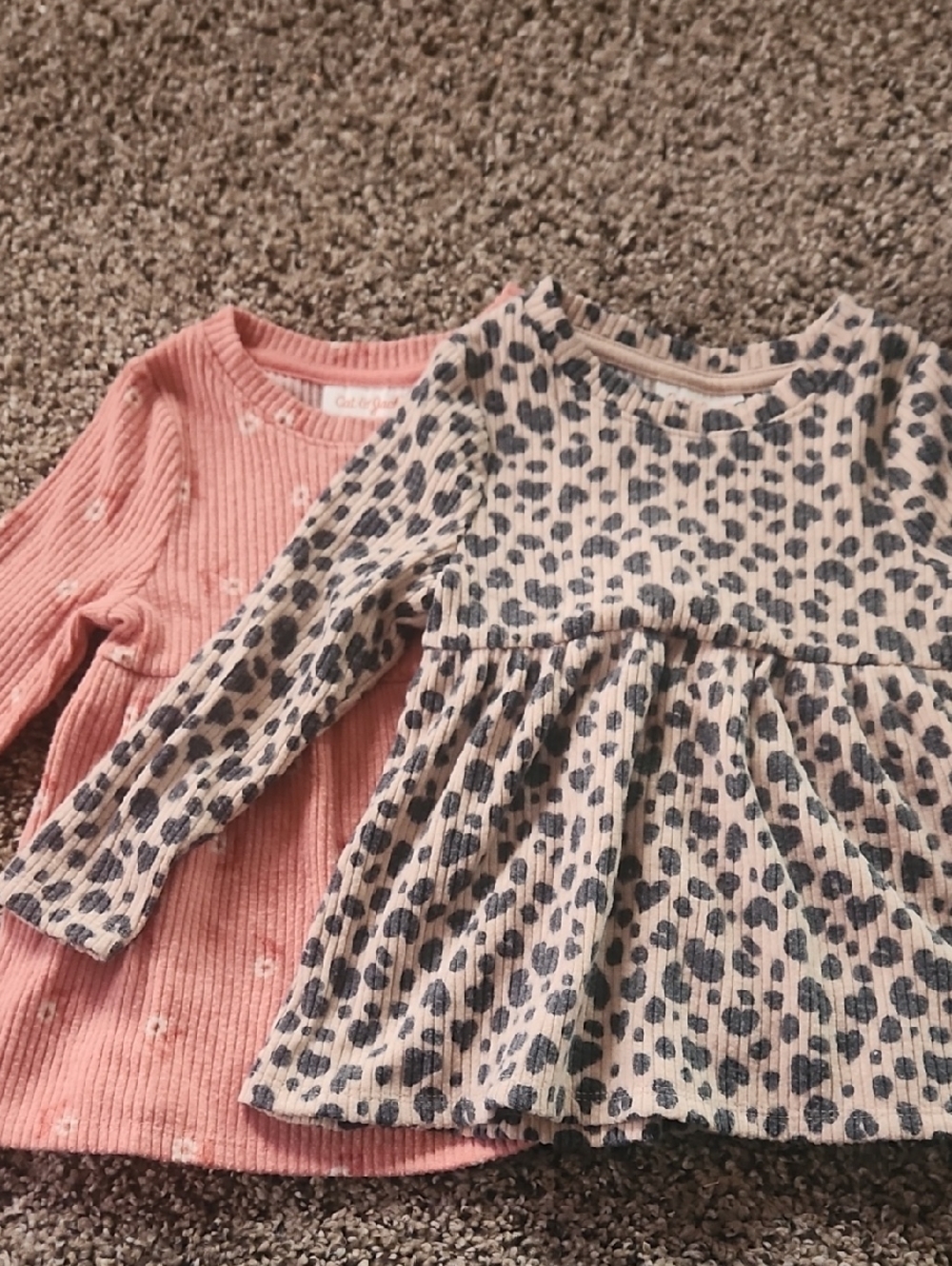 Cat & Jack Pink Ribbed Dress and Leopard-Print Dress
